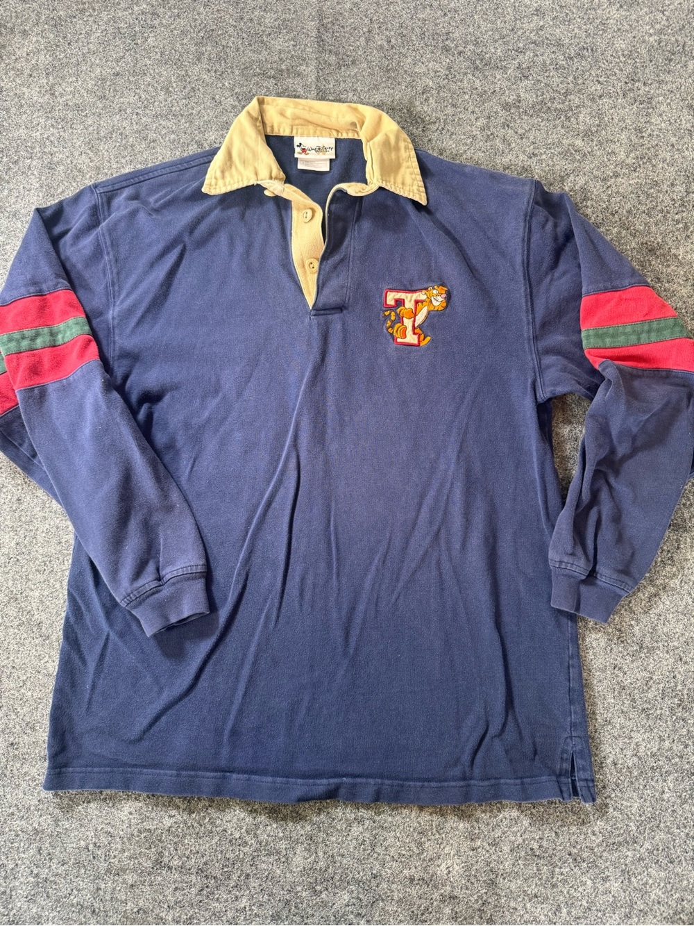 Disney Winnie the Pooh Tigger Long Sleeve Polo Rugby Shirt Adult Small